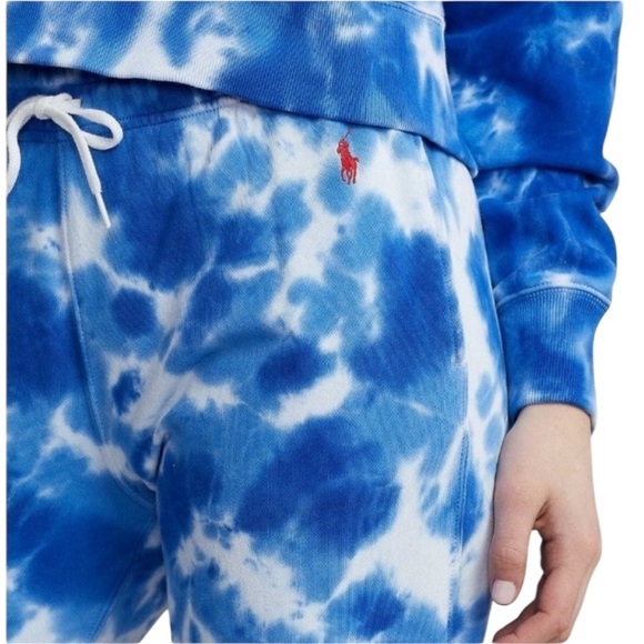 POLO Ralph Lauren Blue Marble Joggers Sweatpants Casual Pants Women's Small NWT - Picture 2 of 7